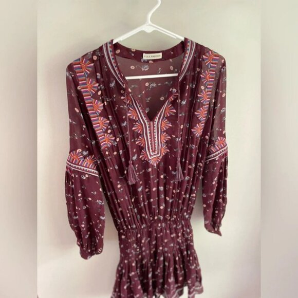 Ulla Johnson Burgundy Gita Floral Silk Mini Dress - Extra Small XS (0) - Picture 10 of 11